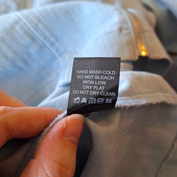 Haute Monde Denim Spring Mini Dress Front Zipper & Puff Short Sleeves M - Picture 10 of 12